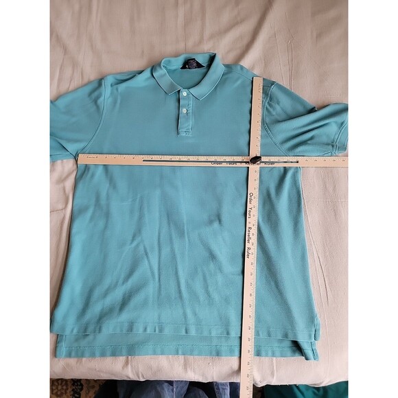 Lands End Mens XL Polo Shirt Red Light Blue Solid Cotton Casual USA VTG 90s - Picture 6 of 13